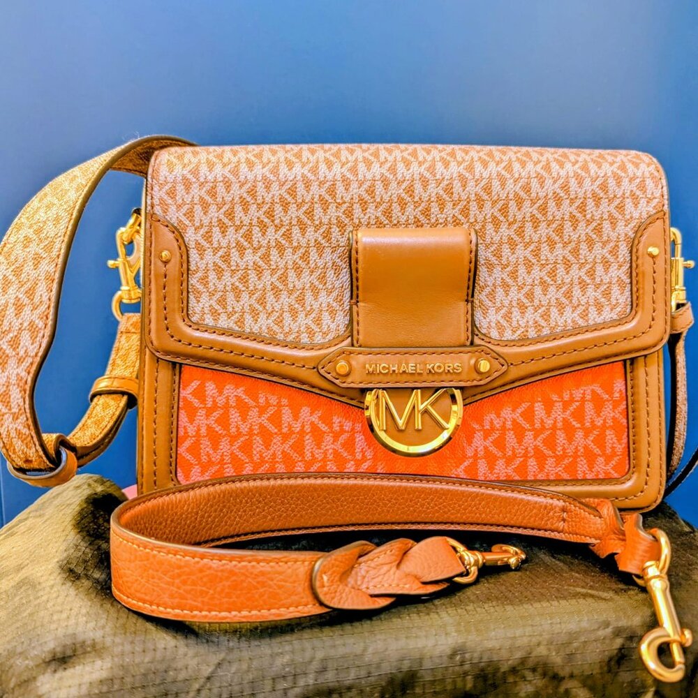 Michael Kors Jessie Medium Two-Tone Logo Shoulder Bag